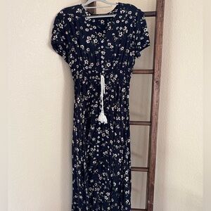 Dark Blue Prairie Floral Dress